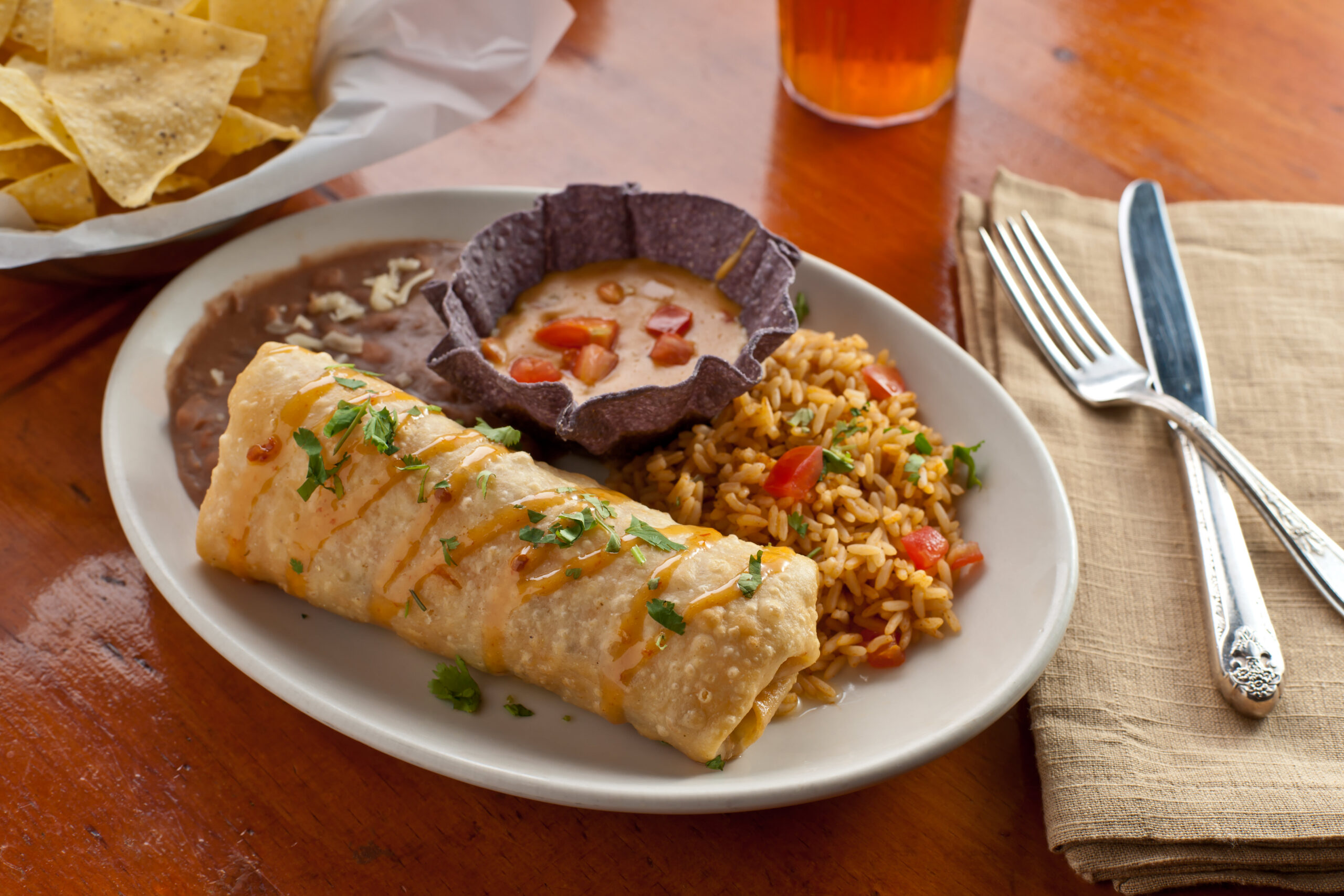 Featured entree - Chicken Fajita Chimichanga